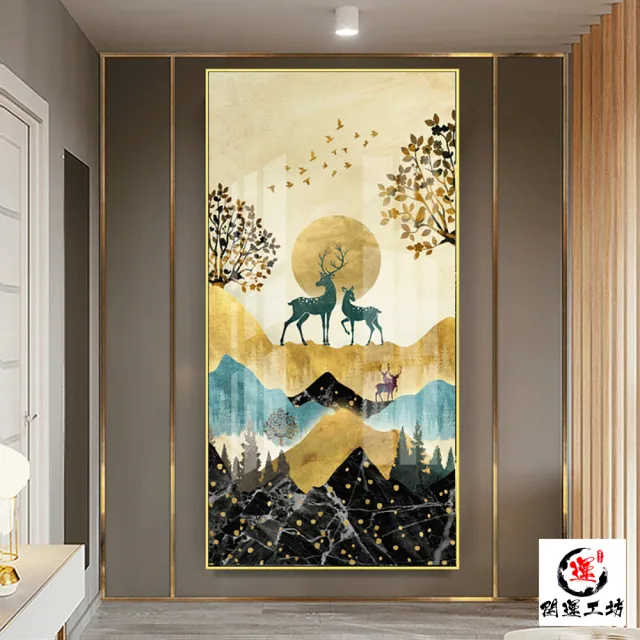 【開運工坊】富貴滿山 福祿綿延 風水畫(帶畫框)