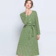 【A’bella 艾貝菈】清新草綠格紋綁帶長袖洋裝(中大尺碼/L-5XL)