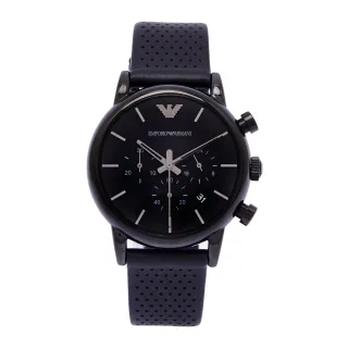 【EMPORIO ARMANI】黑色旋風造型錶帶手錶-黑面X黑色/40mm(AR1737)
