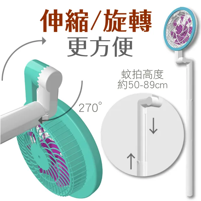 【豪割達人】二代強龍捲風吸入式★伸縮摺疊電蚊拍1入(鋰電池充電 旋轉折疊 紫光誘捕蚊燈滅蚊器)