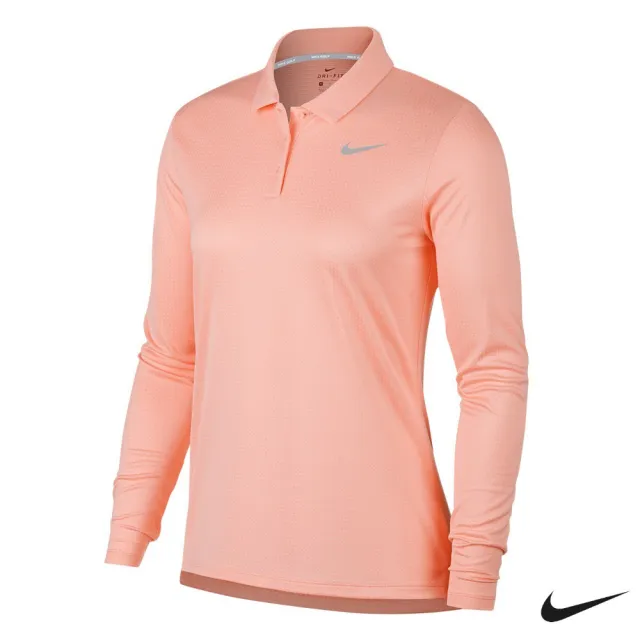 【NIKE GOLF】Nike Golf 女 運動休閒長袖POLO衫/高爾夫球衫 粉 929536-646
