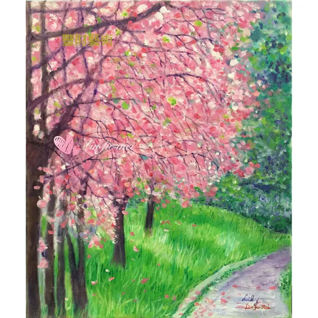 【豐財藝術】Cherry blossoms櫻花能量真跡油畫(印象派油畫藝術收藏首選)