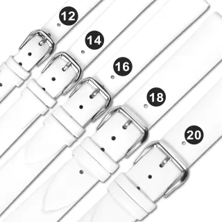 【Watchband】12.14.16.18.20 mm / 超薄 各品牌通用 簡約經典 真皮錶帶 不鏽鋼扣頭(白色)