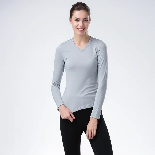 【JORDON 橋登】女款V領保暖內層衣 POLARTEC POWER DRY(772 黑色)