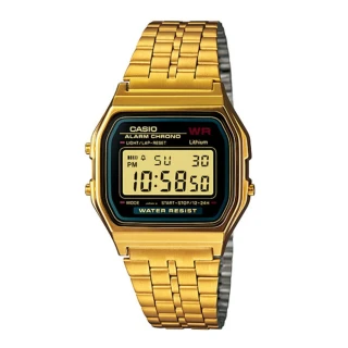 【CASIO 卡西歐】復古金色方型電子錶(A159WGEA-1D)