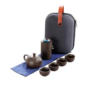 【PUSH!】茶具旅行茶具便攜包快客杯一壺四杯紫砂功夫旅遊茶壺套裝(茶壺 茶具 D211)