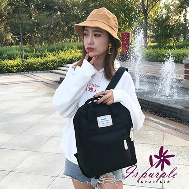 【iSPurple】雙11 清新撞色＊韓風學院中性電腦後背包/黑