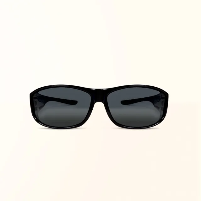 【ALEGANT】簡約曜石黑全罩式寶麗來偏光墨鏡/外掛式UV400太陽眼鏡(外掛式/包覆式/全罩式墨鏡/車用太陽眼鏡)