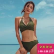【AS 梨卡】泳衣 泳裝 比基尼 二件式 純色 溫泉 繞頸泳裝CR432