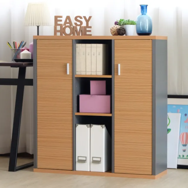 【EASY HOME】台灣製 -加厚九格雙門收納書櫃(收納櫃 置物櫃 書櫃 展示櫃 文件收納)