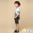 【Azio Kids 美國派】男童 上衣 可愛鯨魚吃小魚印花短袖上衣(藍)