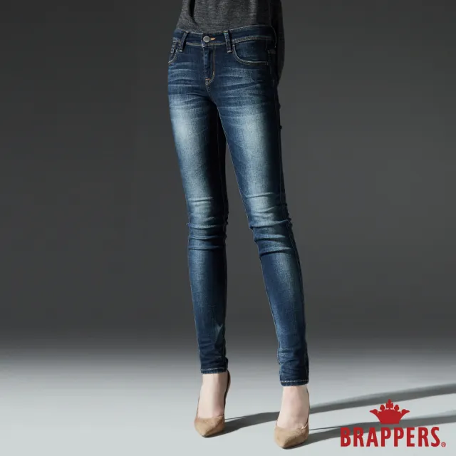 【BRAPPERS】女款 新美腳ROYAL系列-中低腰彈性合身顯瘦窄管褲(藍)