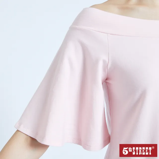 【5th STREET】雙11 女裝 短袖 短t 上衣 t恤 TEE 平肩 粉紅(570753)