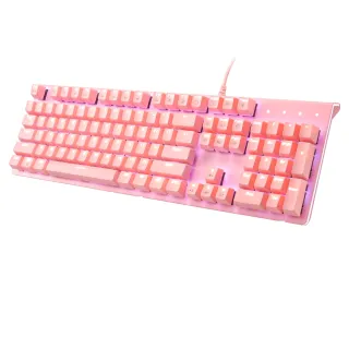 【i-Rocks】K75M 淡雅粉色系 透白背光 機械式鍵盤-茶軸
