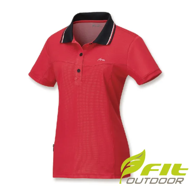 【Fit 維特】女-涼感銀離子短袖POLO衫-魅力紅 IS2104-14(銀離子/短袖POLO衫/休閒上衣)