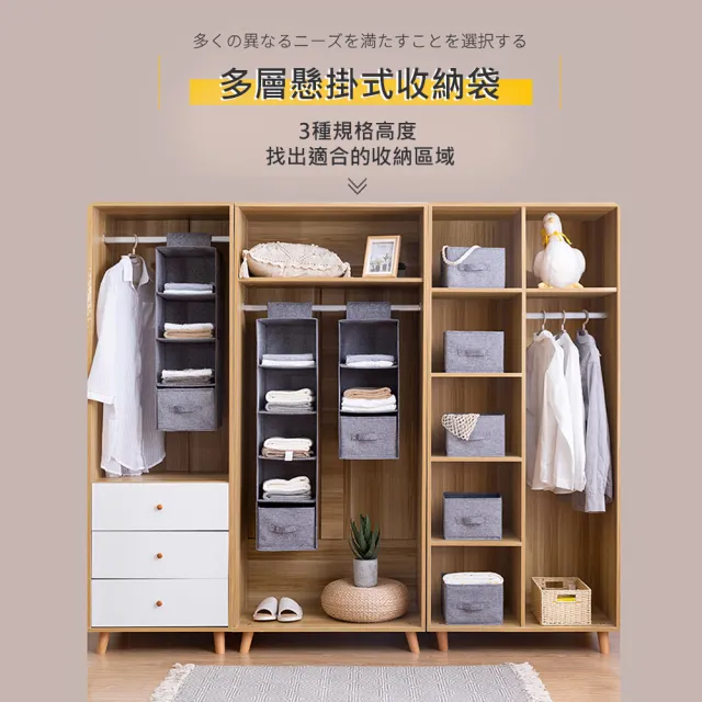 【VENCEDOR】懸掛式衣櫃收納-五格(收納 收納掛袋 折疊懸掛式抽屜收納掛袋  衣櫃掛袋 雜物儲物掛袋-1入)