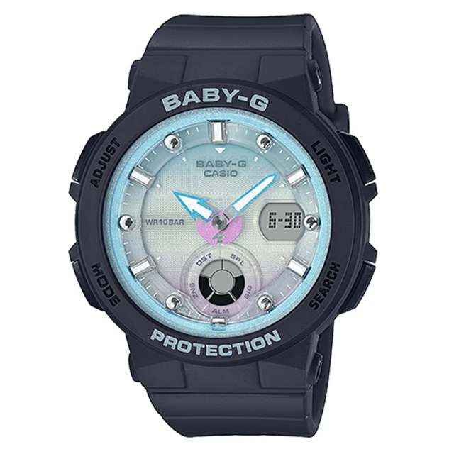 CASIO 卡西歐 CASIO BABY-G 海洋風情雙顯女錶 樹脂錶帶 淡水藍 防水100米(BGA-250-1A2)