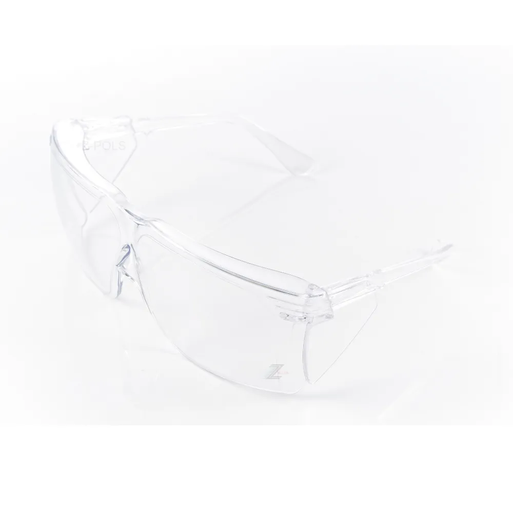 【Z-POLS】防霧升級款M9 加寬設計透明抗UV400運動防護防塵防飛沫防疫眼鏡(側片加強防護 寬版眼鏡可用)