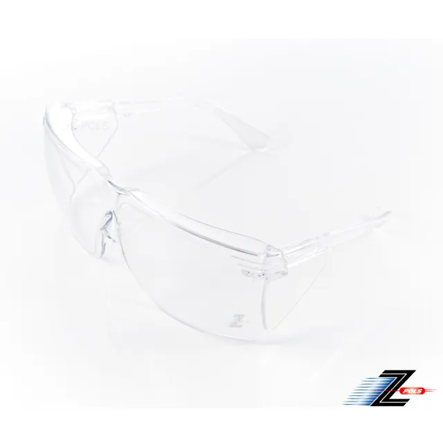 【Z-POLS】防霧升級款M9 加寬設計透明抗UV400運動防護防塵防飛沫防疫眼鏡(側片加強防護 寬版眼鏡可用)