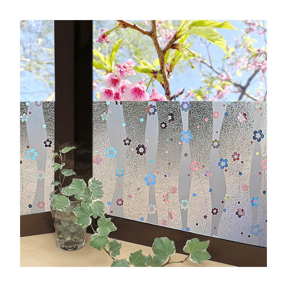 【meiwa】日本製造抗UV可變色節能靜電窗貼(亮彩花瓣- 92x1500公分)