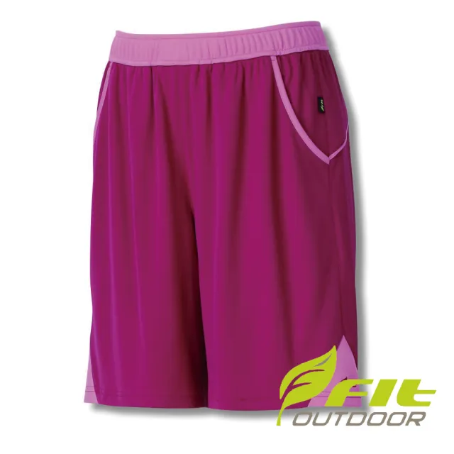 【Fit 維特】女-透氣吸排抗UV針織短褲-酒紅 GS2902-19(彈性褲/短褲/褲子/休閒褲)