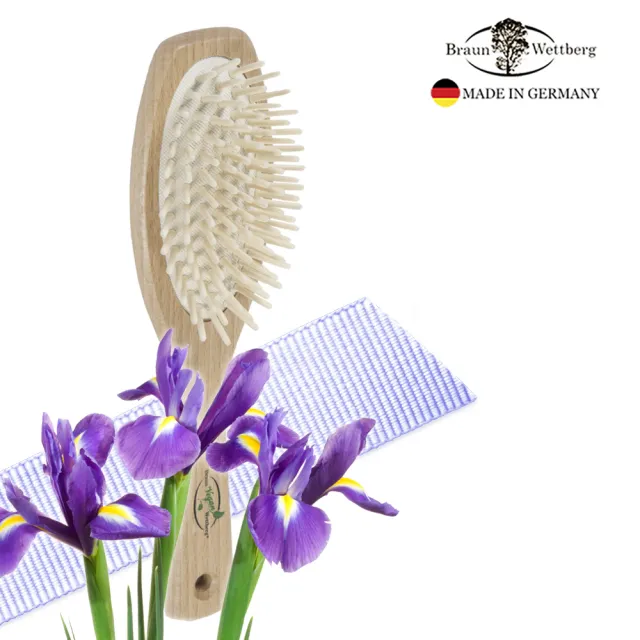 【BRAUN WETTBURG 珀薇】德國製好舒壓圓形大木齒氣墊好按摩梳(氣墊好按摩梳/梳頭按摩美容/雙11)