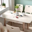 【hoi! 好好生活】林氏木業時尚簡約大理石紋鋼化玻璃折疊餐桌 1.2M+餐椅 LS159一桌四椅-玫瑰金色