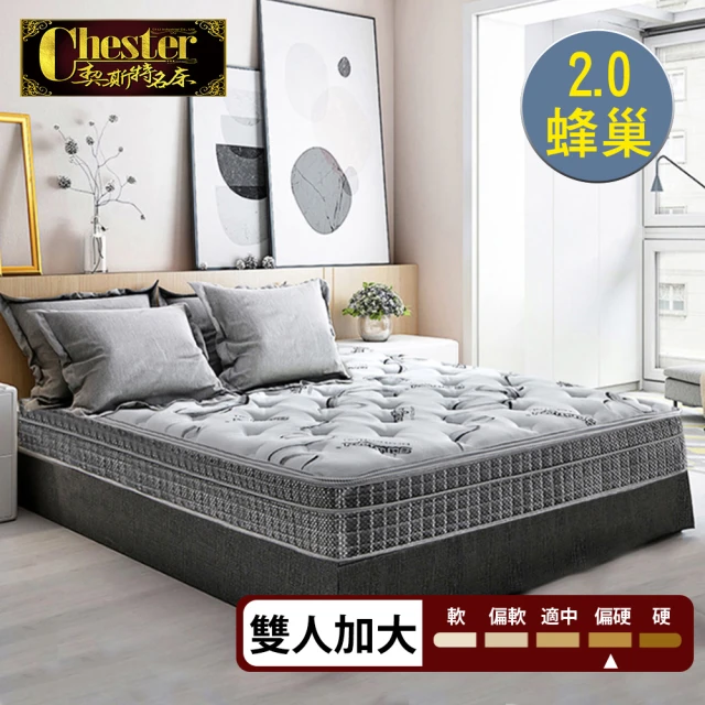 【Chester 契斯特】魯道夫抗菌布雲端式5cm乳膠三線2.0蜂巢獨立筒床墊-6尺(厚墊 雙人加大)