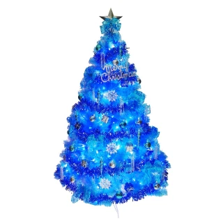 【摩達客】耶誕-6尺/6呎-180cm台灣製豪華版晶透藍系聖誕樹(含銀藍系配件組/含100燈LED燈藍白光2串)