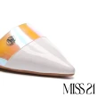 【MISS 21】前衛時髦幻彩膠片異材質尖頭低跟鞋(白)