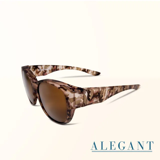 【ALEGANT】經典亞麻棕色豹紋圓框全罩式偏光墨鏡/外掛式UV400太陽眼鏡(外掛式/包覆式/寶麗來墨鏡/車用眼鏡)