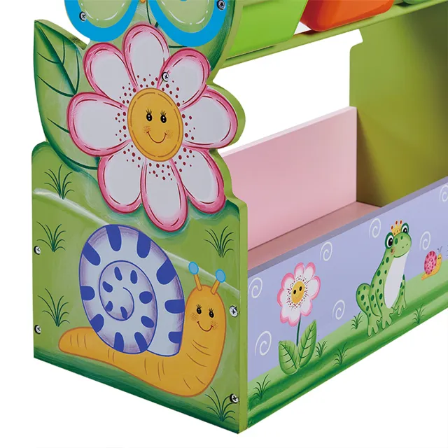 【Teamson】魔法花園玩具4層收納架(附6個收納盒)