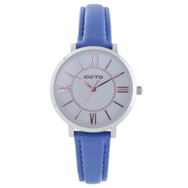 【GOTO】浪漫小資女精品時尚手錶-白x藍皮(GL0054L-2L-241)