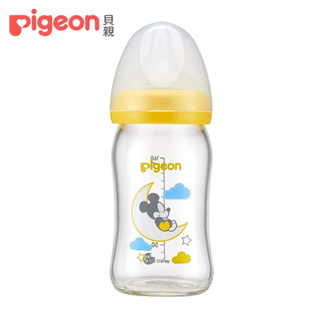 【Pigeon貝親 官方直營】寬口母乳實感玻璃奶瓶160ml/經典迪士尼(4款)