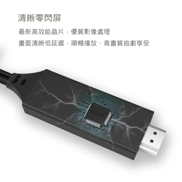 【DIKE】HDMI高畫質影音傳輸線-Lightning最佳化版2M USB手機轉電視螢幕 轉接器(DAO620A)