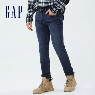 【GAP】男裝 簡約彈力中腰緊身牛仔褲-深藍色(645167)