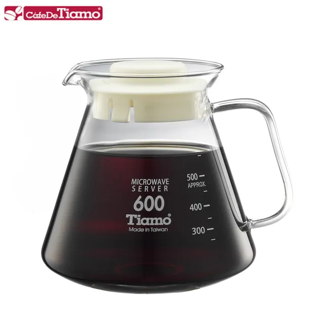 【Tiamo】耐熱玻璃咖啡花茶壺600cc-白色(HG2297W)