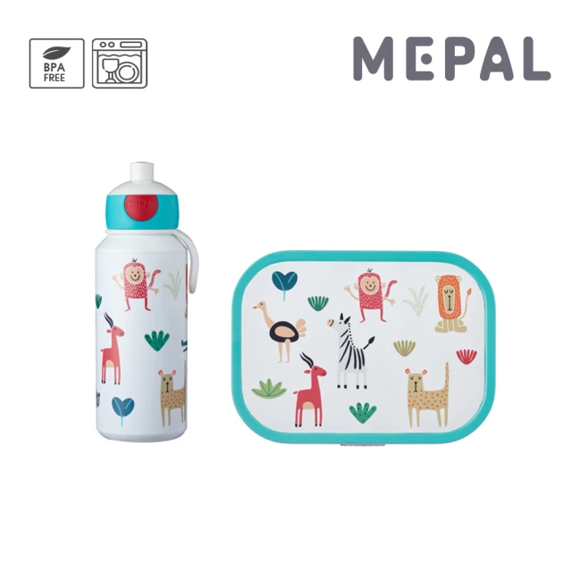 【MEPAL】兒童水壺餐盒組-動物好朋友