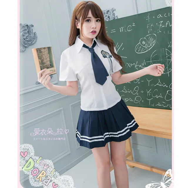 【愛衣朵拉】制服 角色扮演學生服裝 XS-XL(角色扮演 白襯衫 百摺裙 學生服 情趣)