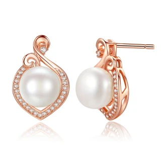 【KATROY】天然珍珠耳環．9.0 - 10.0 mm．母親節禮物