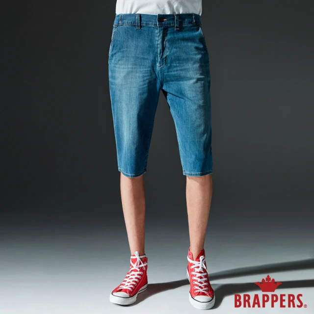 【BRAPPERS】男款 HG-高腰系列-彈性牛仔休閒五分褲(藍)