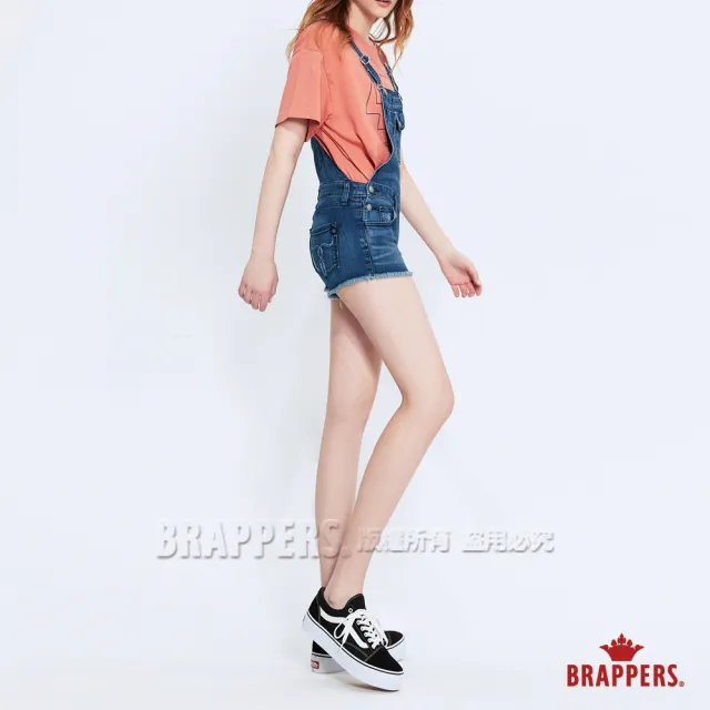 【BRAPPERS】女款 Boy friend系列-藍牛角刺繡彈性吊帶短褲(深藍)