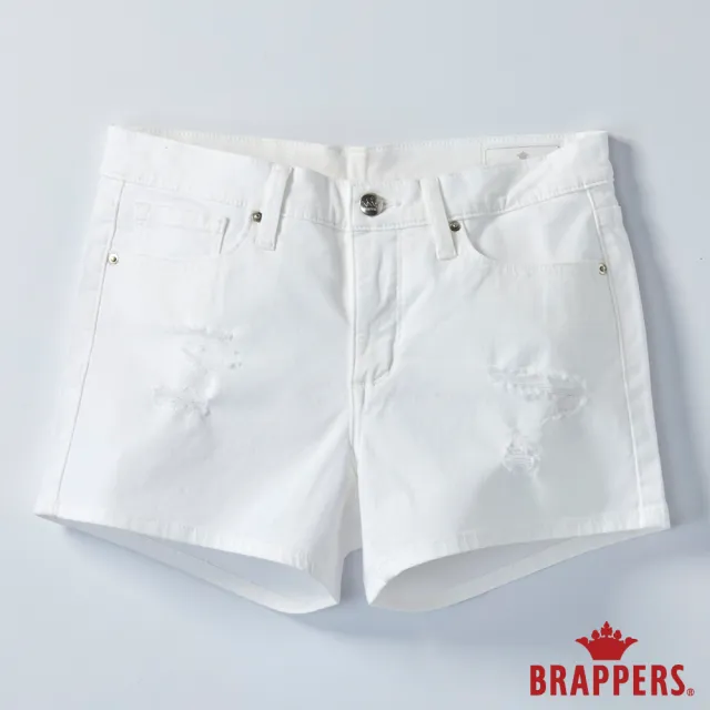 【BRAPPERS】女款 Boy friend系列-彈性割破短褲(白)