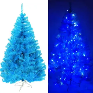 【摩達客】台灣製7呎/7尺210cm豪華版晶透藍系聖誕樹不含飾品100燈LED燈藍白光2串(附IC控制器)