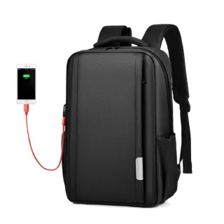 【CS 嚴選】日本美學USB充電 拉桿帶 夜間安全警示設計 商務休閒旅行15.6吋筆電大容量雙肩後背包(CS09103)