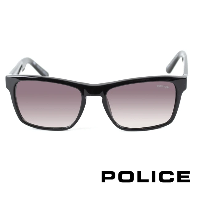 【POLICE】品牌造型鏡腳太陽眼鏡(亮黑-POS1858-0700)