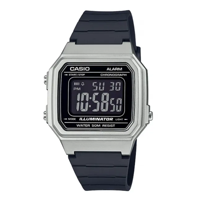 【CASIO 卡西歐】輕薄方形電子錶(W-217H)