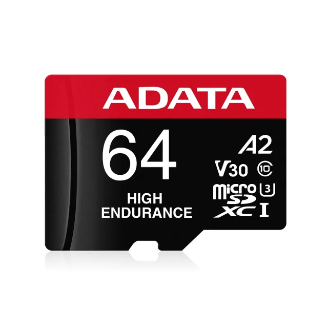 【ADATA 威剛】High Endurance  microSDXC UHS-I U3 A2 V30  64G高耐用記憶卡(附轉卡)