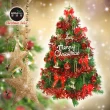 【摩達客】耶誕-3尺/3呎-90cm台灣製豪華型裝飾綠色聖誕樹(含紅金色系配件/含50燈LED燈插電式燈串一串彩光)