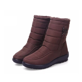【HAPPY WALK】輕量時尚釦飾雙層防水防滑加厚保暖雪靴(棕)
